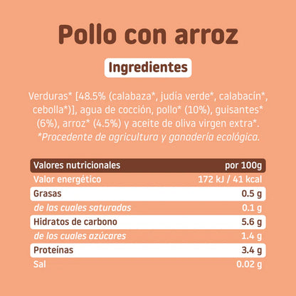 Pack 2x Tarrito BIO pollo con arroz +6 meses Smileat, 230g