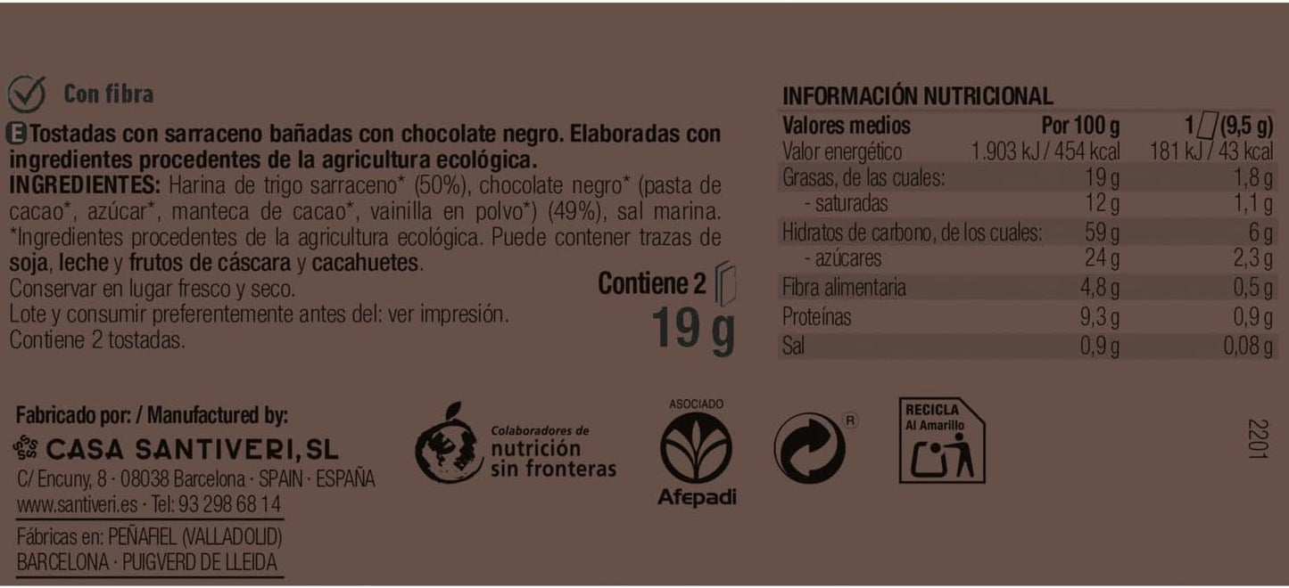 Knapperige boekweitcrackers met pure chocolade BIO 3x57 g