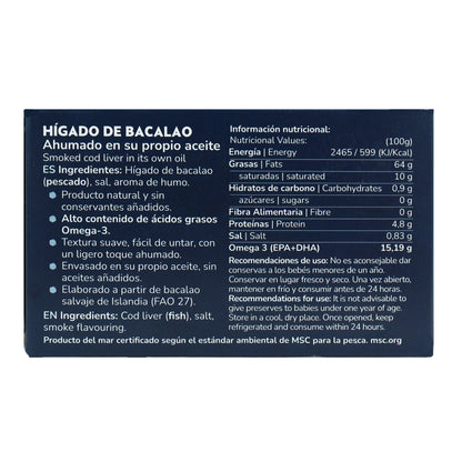Pack 12x Hígado de bacalao en su propio aceite MSC pesca sostenible Planeta Huerto 120 g