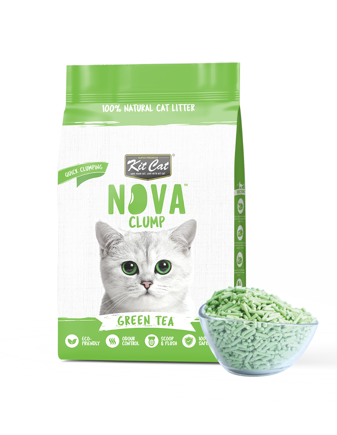 Kit Cat Arena Eco SoyaClump - Green Tea 7 L Kattenbakvulling