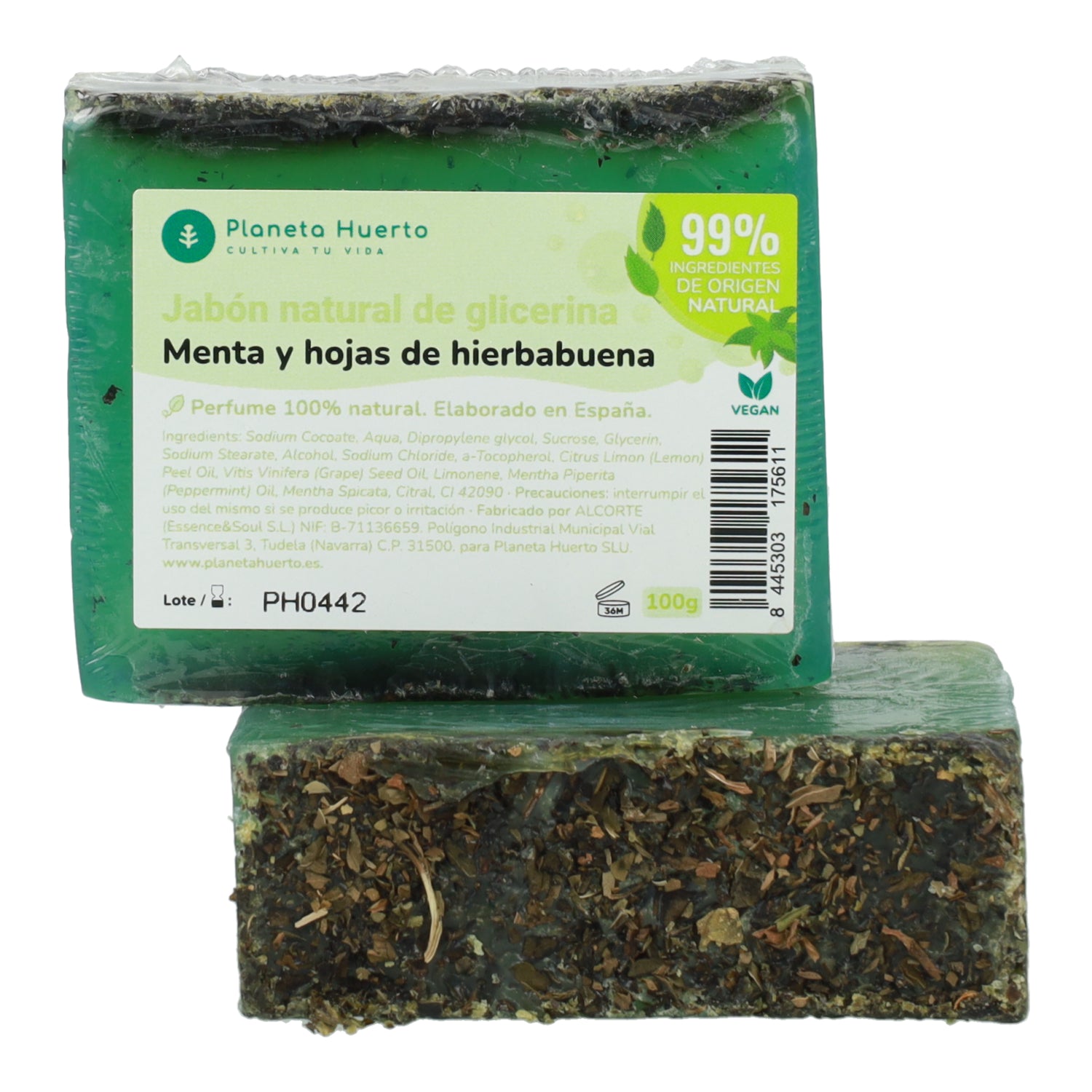 Natuurlijke glycerine zeep munt en pepermuntblaadjes 100 g