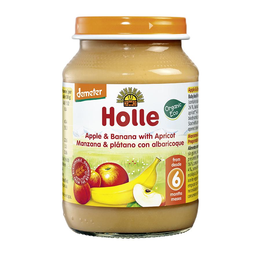 Tarrito ECO de Manzana, Plátano y Albaricoque +6 meses Holle 190 g
