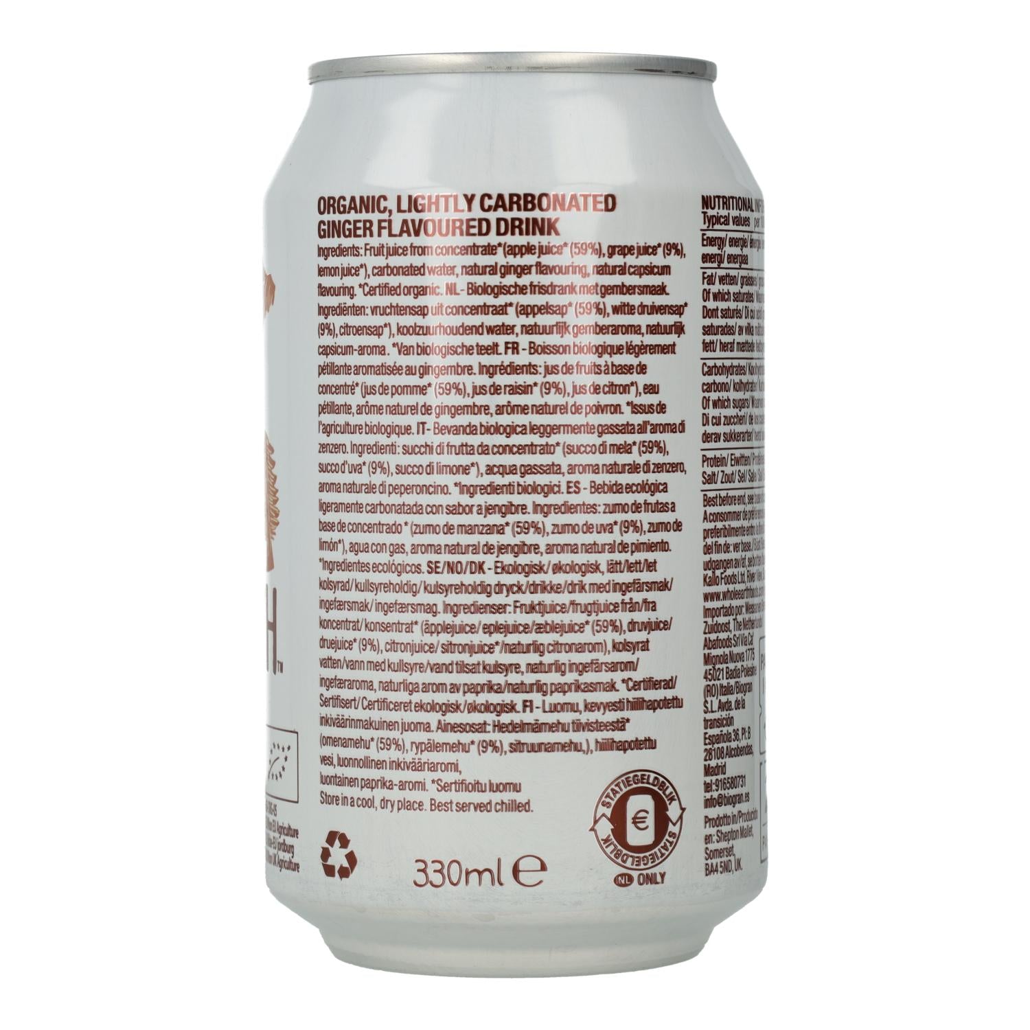Refresco Bio Jengibre Whole Earth 330ml