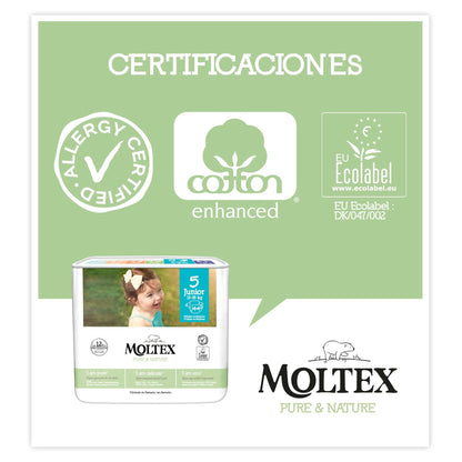 Pañales Moltex Pure & Nature T5 (13-18 kg), 44 Uds