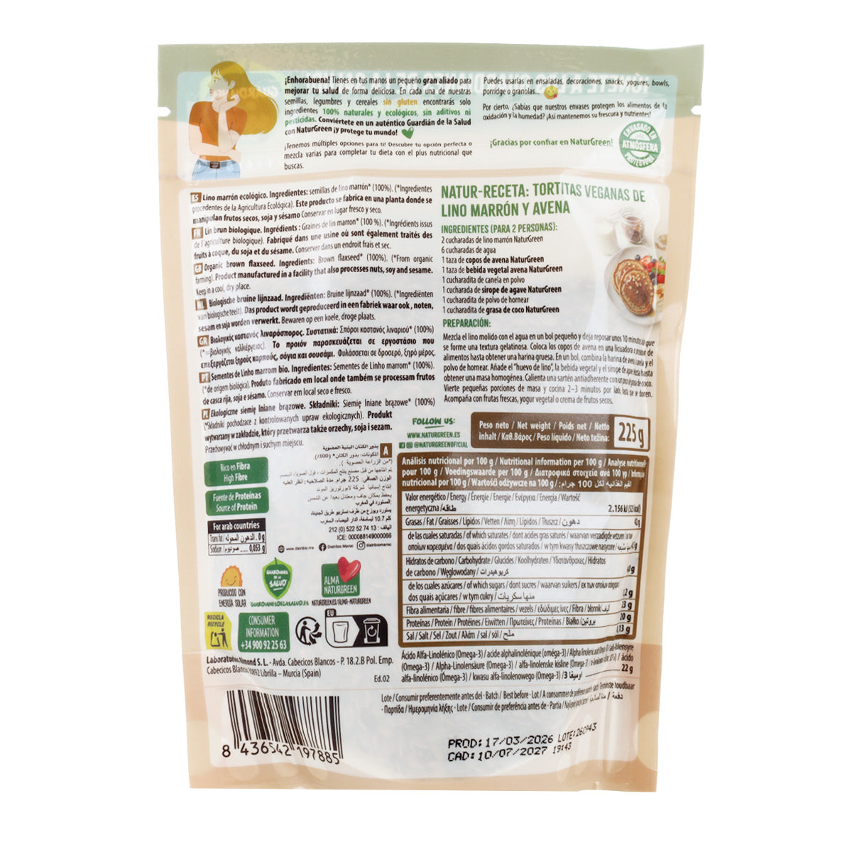 Biologische bruine lijnzaad NaturGreen 225 g
