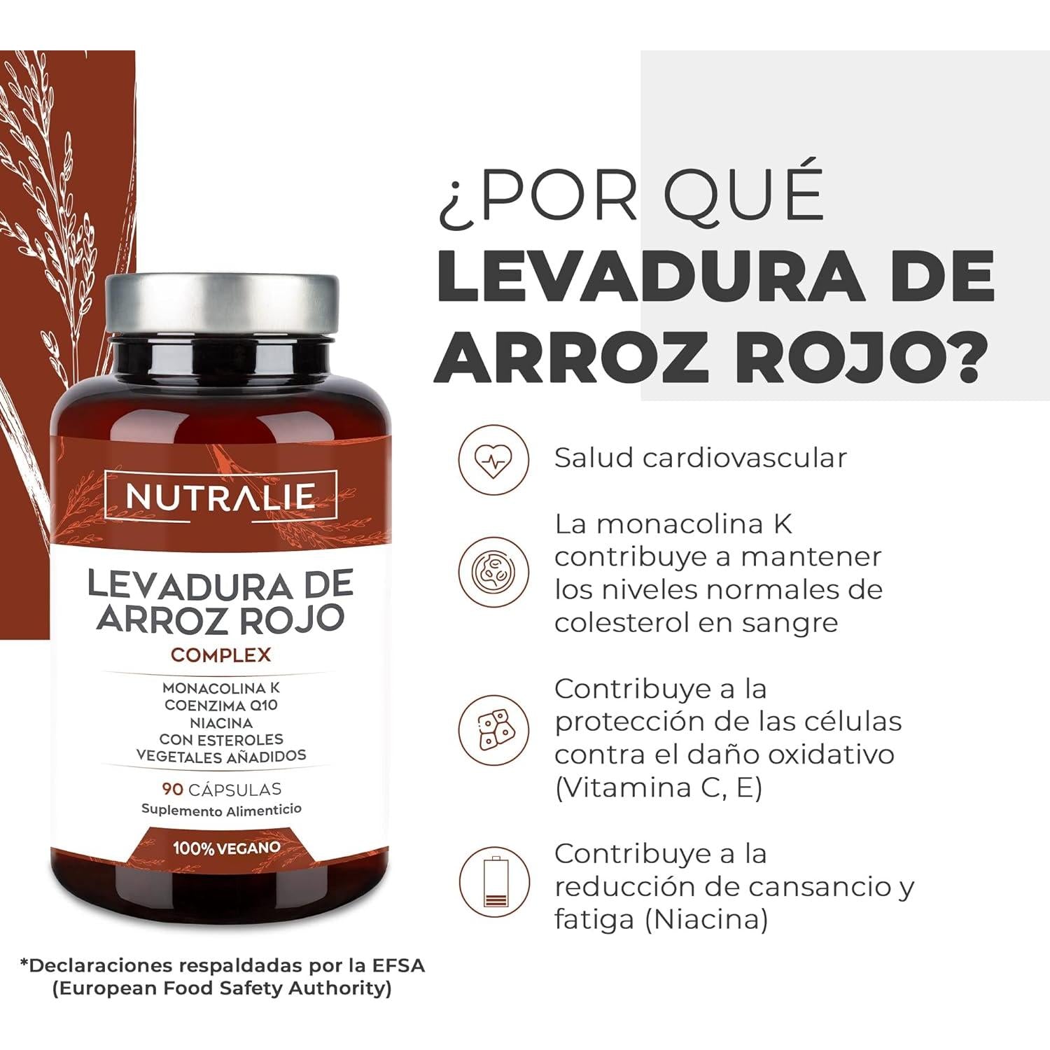 Nutralie Levadura de Arroz Rojo con 2,9mg Monacolina y Q10 90 Cápsulas