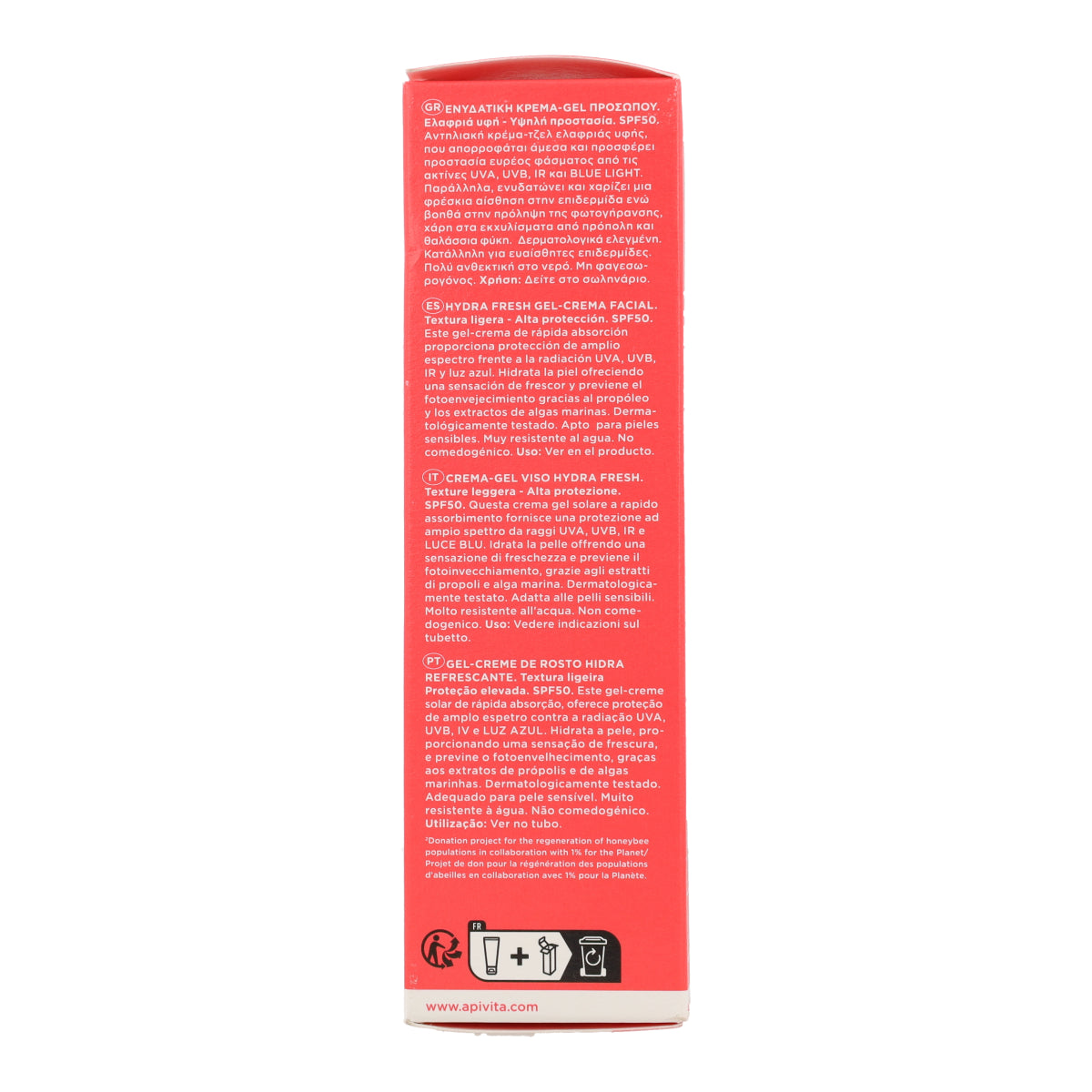 Zonnecrème Hydra Fresh SPF50 Apivita 50 ml