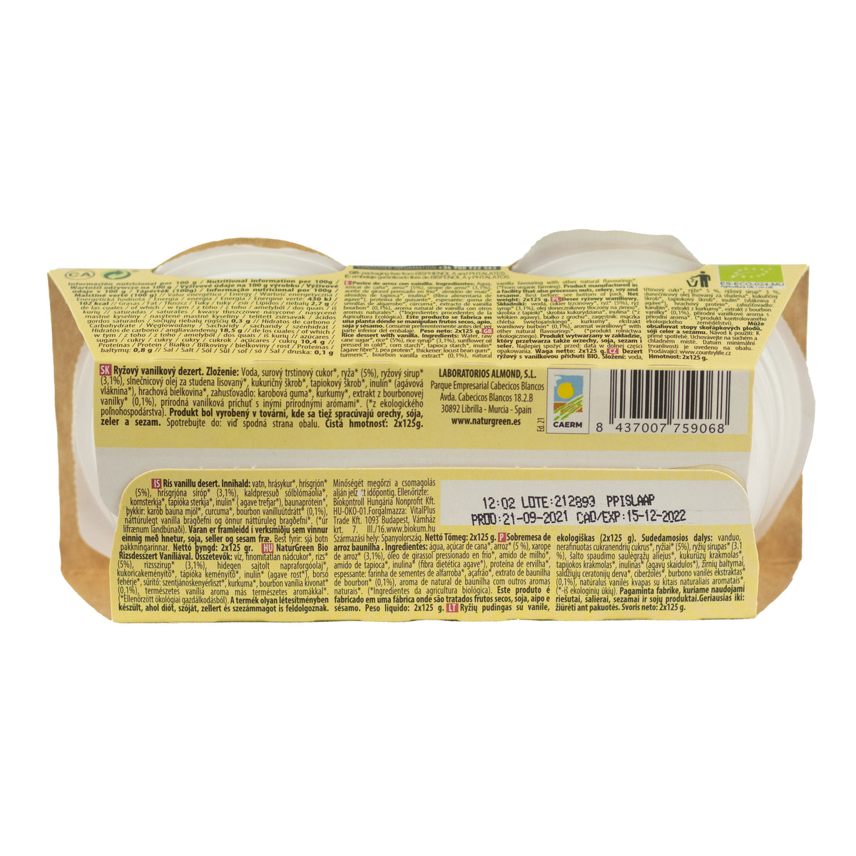 NaturGreen Vanille-rijstdessert, 2 x 125 g