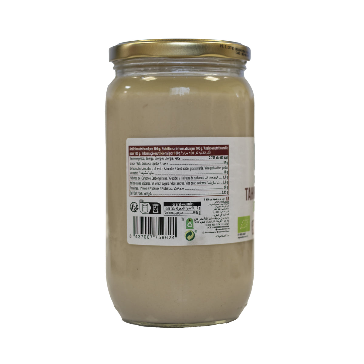 Glutenvrije witte tahinpasta Naturgreen 800 g