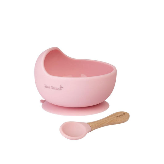 Set de alimentación Wave con ventosa Saro Baby Rosa