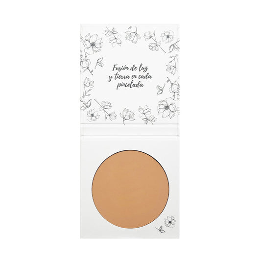 Maquillaje Polvo Compacto 01 Arena Algarve, Acabado Impecable, Con Rosa Mosqueta y Manteca de Karité,  NaturaBio Cosmetics, 30ml