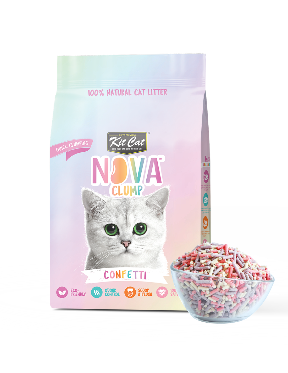 Kit Cat Arena Eco SoyaClump - Confetti 7 L Kattenbakvulling
