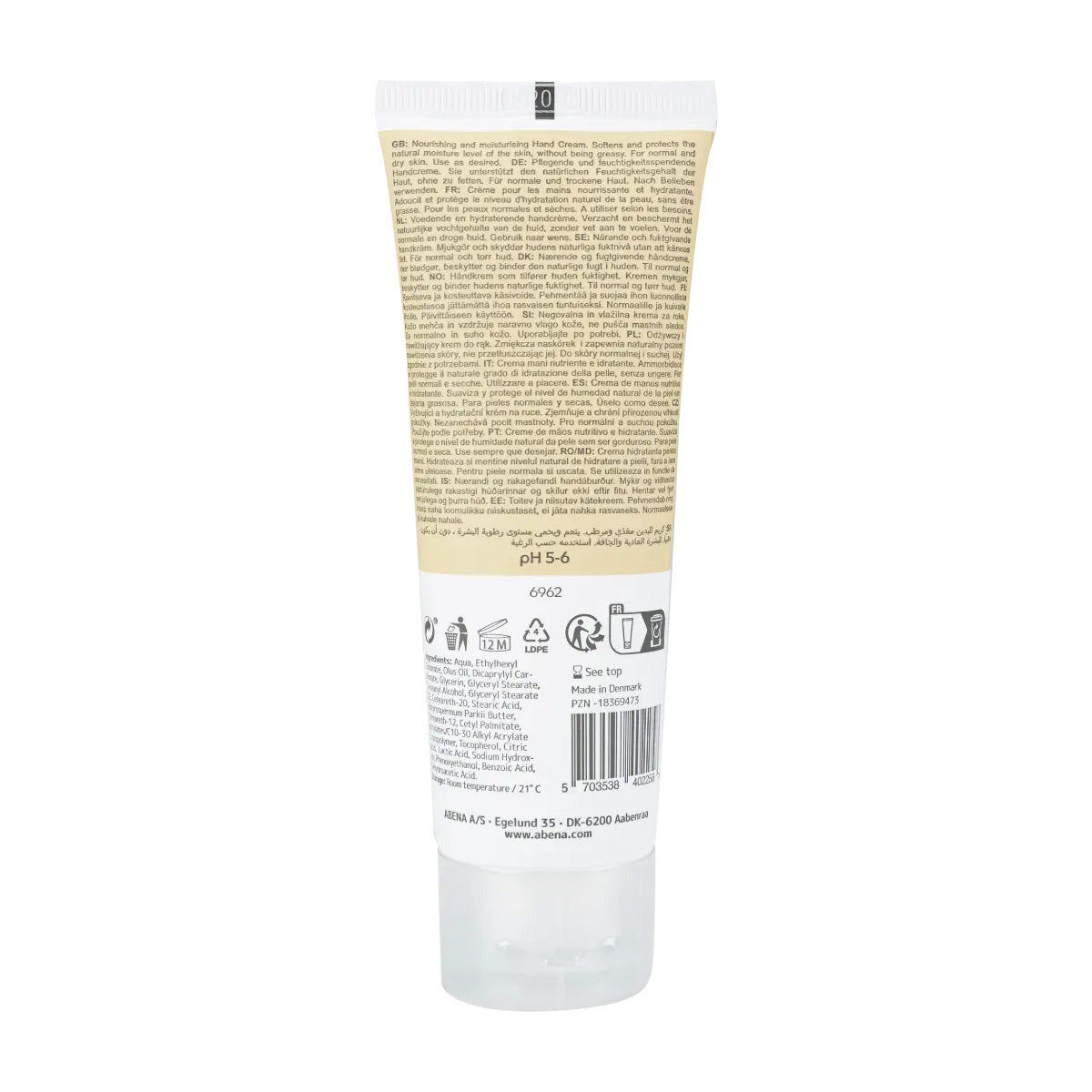 Crema de Manos 21 % Lípidos sin perfume Abena 75 ml