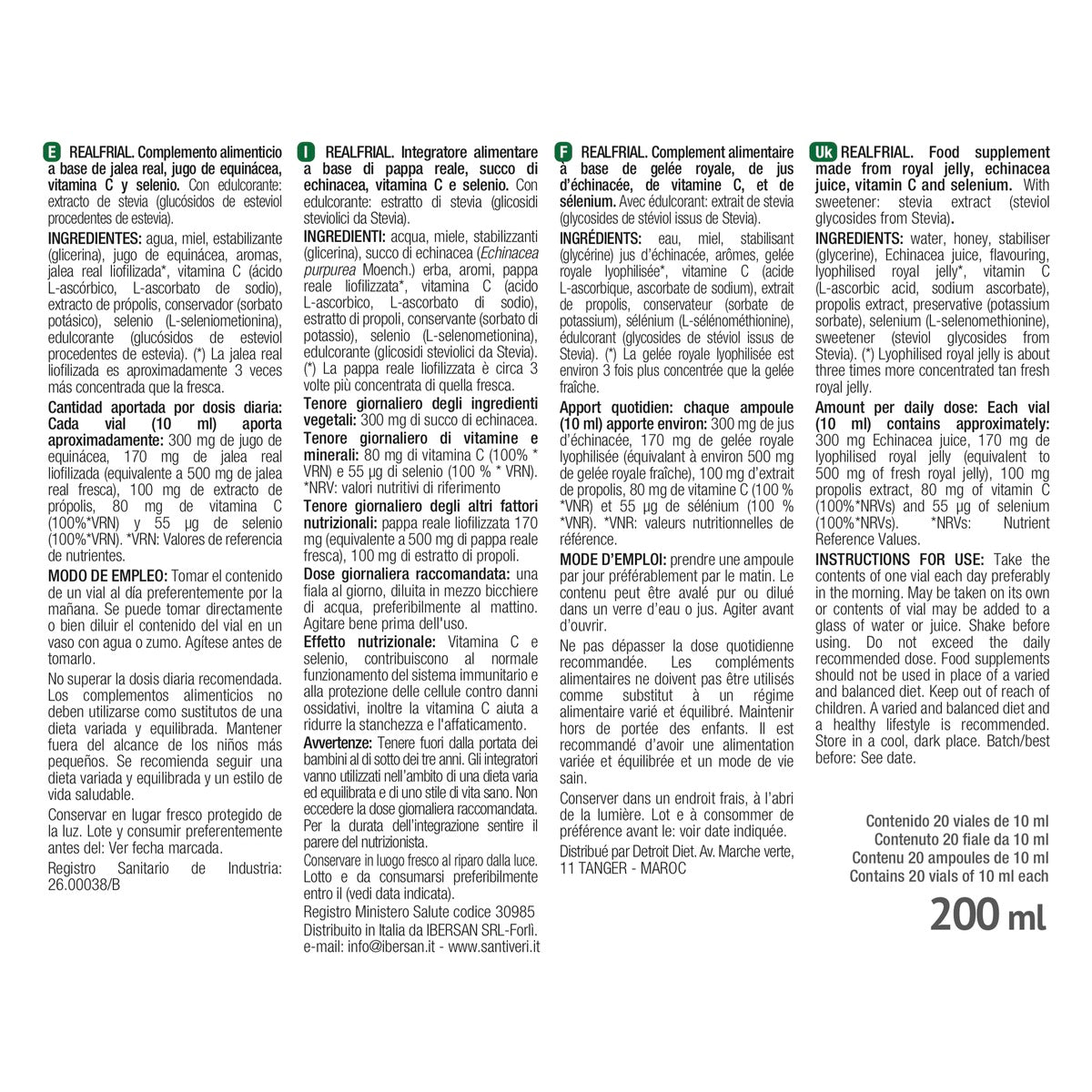 Realfrial Propolis + Echinacea Santiveri 20 flesjes