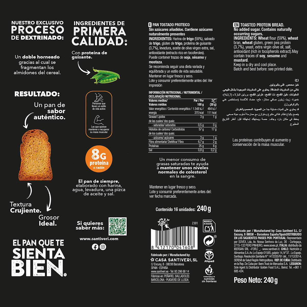 Proteïnerijk toastbrood 25% proteïne Santiveri 240 g