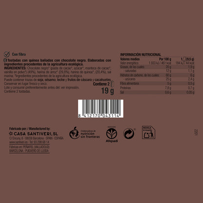 Knapperige toast met quinoa en pure chocolade BIO 3x57 g