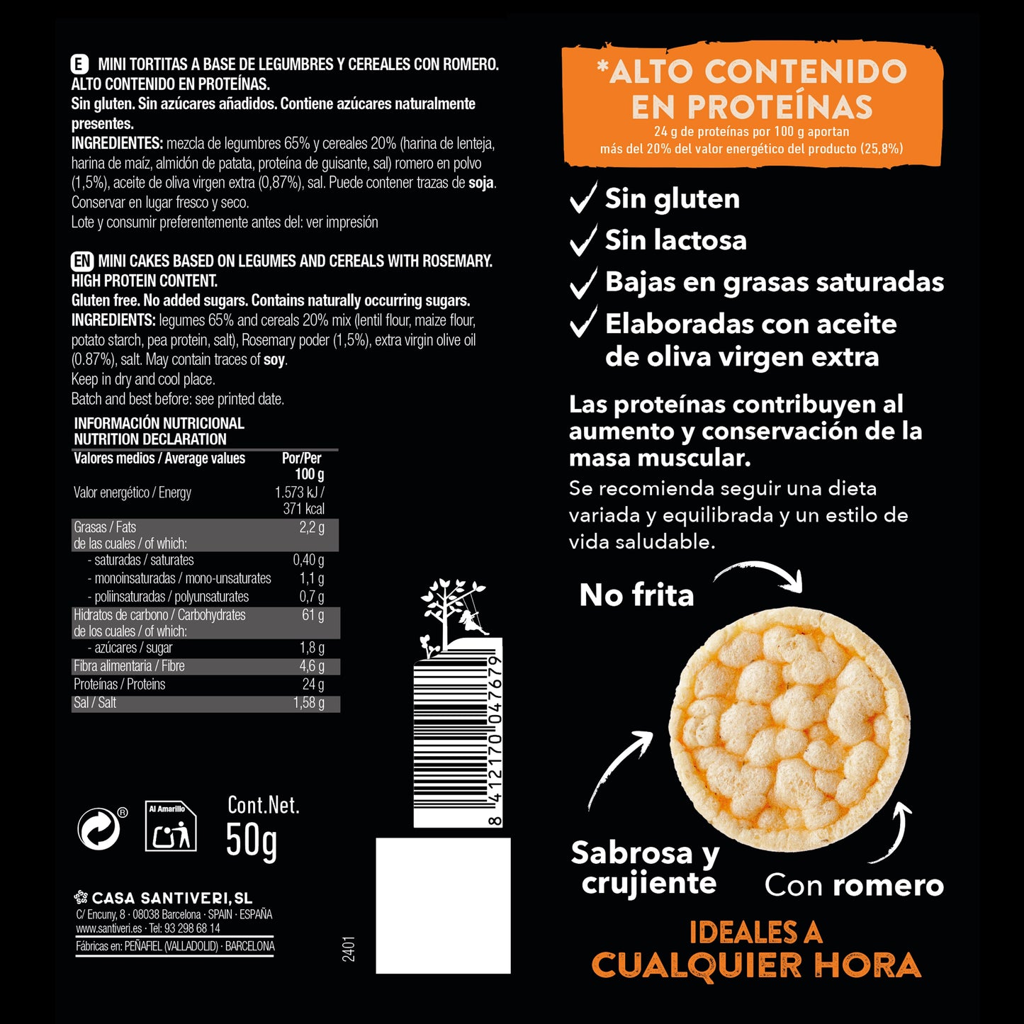Mini-proteïnepannenkoekjes met rozemarijn SANTIVERI 50 g