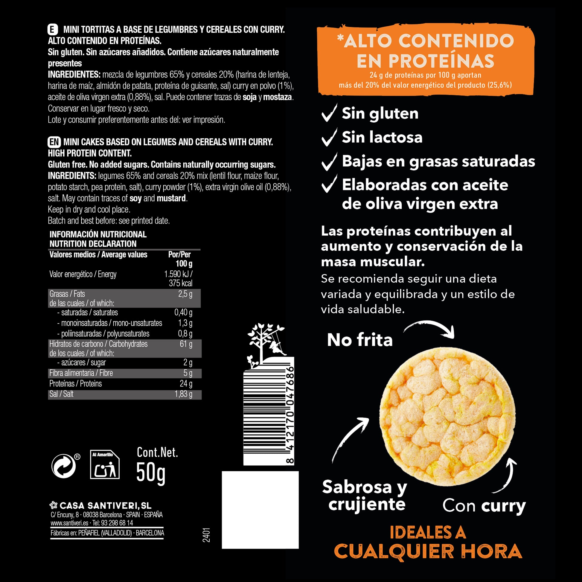 Mini-proteïne-curry-pannenkoekjes SANTIVERI 50 g