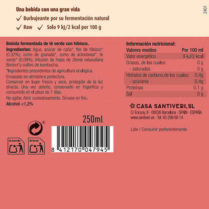 Biologische kombucha met hibiscus Santiveri 250 ml