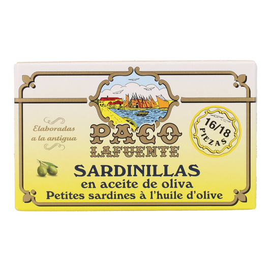 Sardientjes in olijfolie 16-18 stuks blik 85 g Paco Lafuente