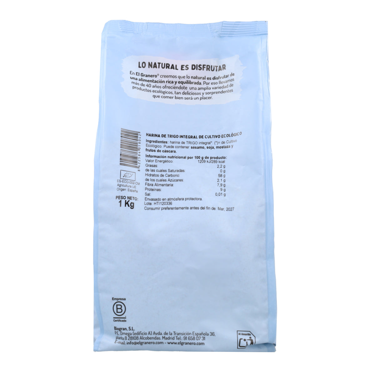 Biologische volkorenmeel El Granero 1 kg