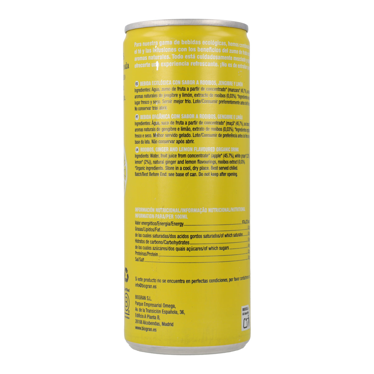 Frisdrank met gember, citroen en rooibos Cupper 250 ml