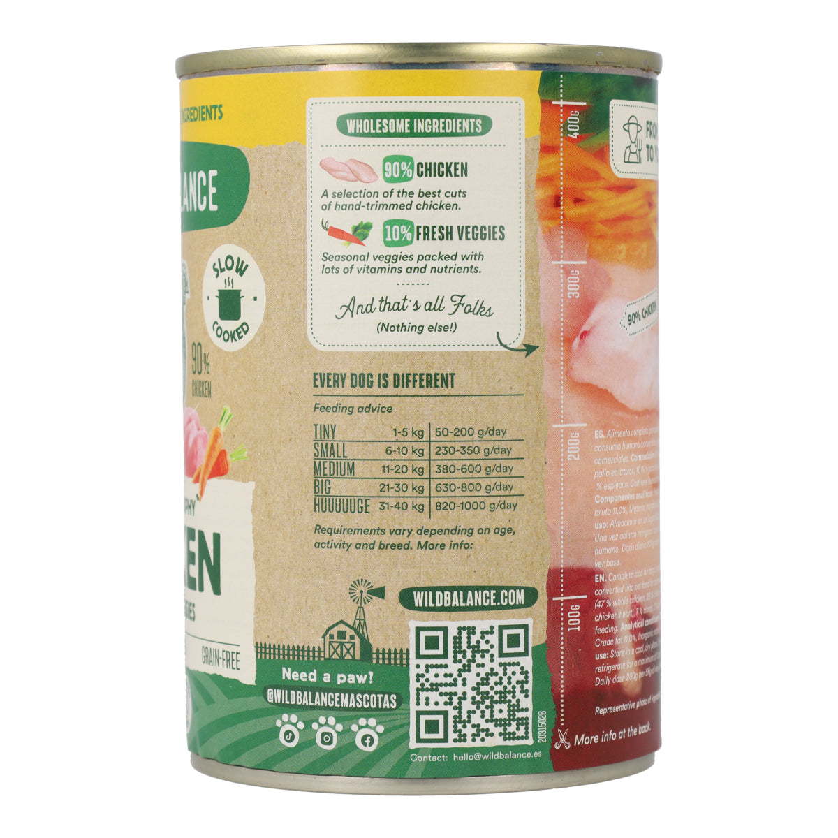 Blik BARF-kip voor honden Wild Balance 400 g