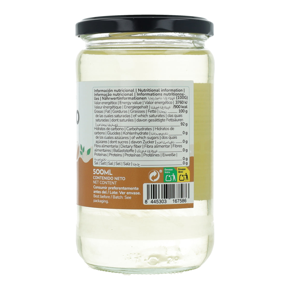 Pakket van 6x ECO Planeta Huerto ontgeurde kokosolie 500 ml
