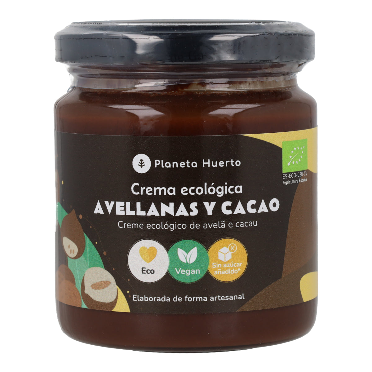 Hazelnoot- en cacaocrème zonder toegevoegde suikers ECO Planeta Huerto 230 g