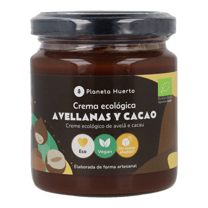 Hazelnoot- en cacaocrème zonder toegevoegde suikers ECO Planeta Huerto 230 g