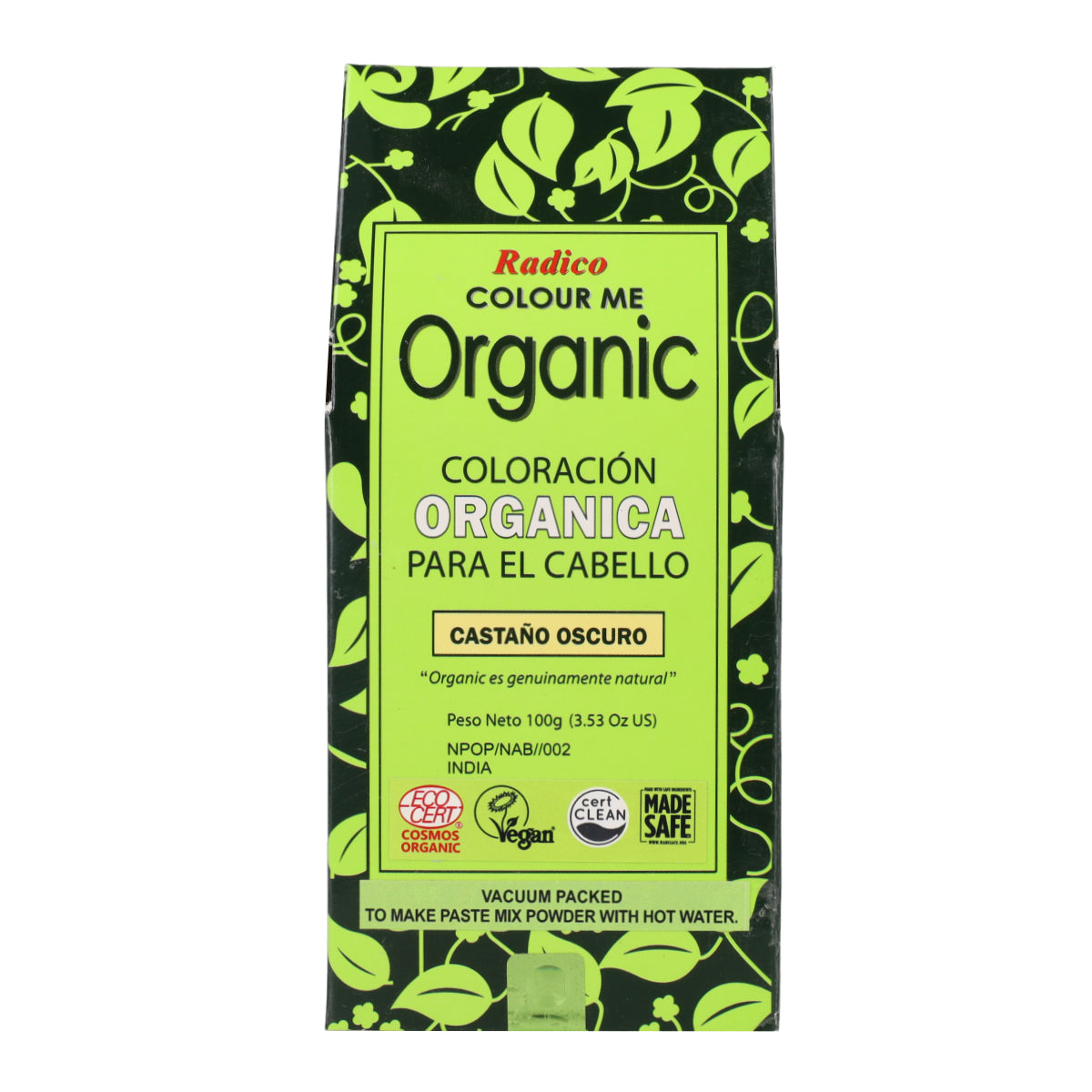 Plantaardige donkerbruine haarverf Radico 100 g