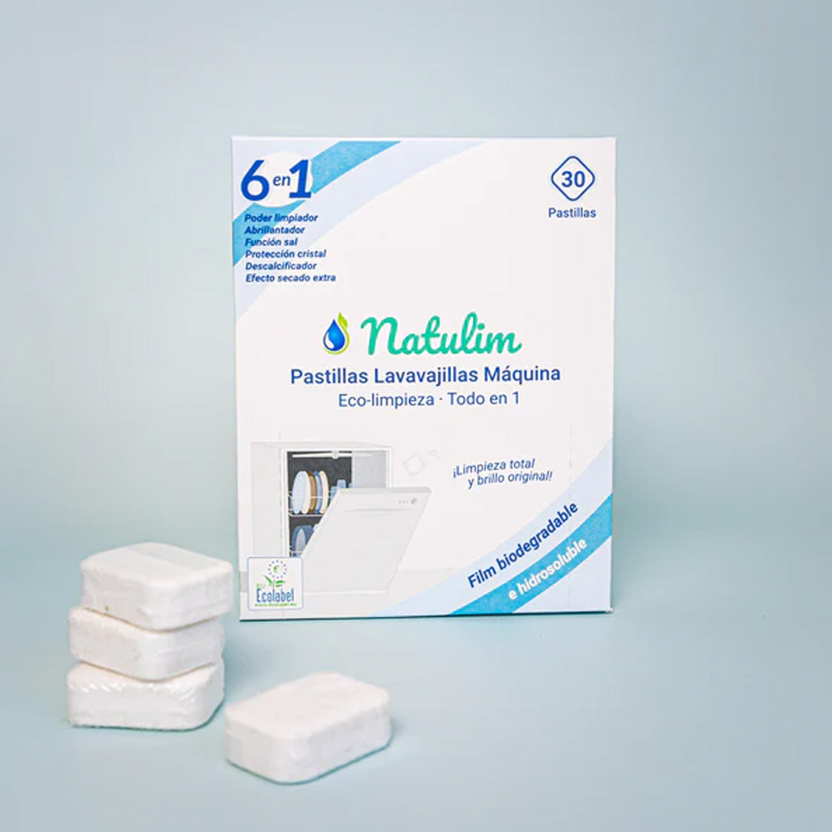 Pack 10x Eco Pastillas 6 en 1 Lavavajillas, Natulim, 30 unidades