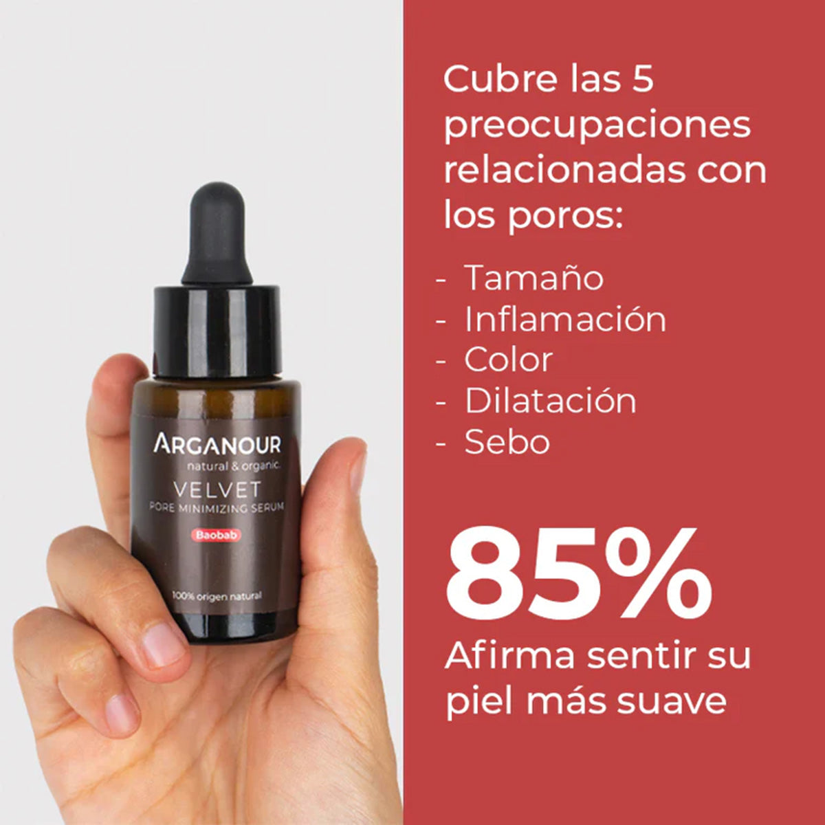 Velvet-Sérum minimizador de poros Arganour 30 ml