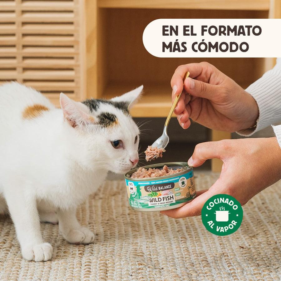 Lata de Pescado y Pavo BARF para gatos Wild Balance 120 g