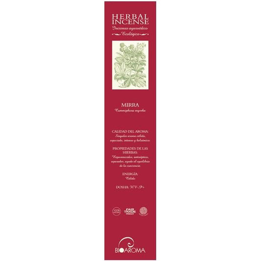 Incienso certificado BioAroma de Mirra 12 varillas