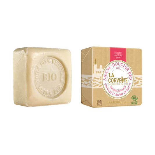 Jabón natural en pastilla Granada y karité  BIO La Corvette 100 g