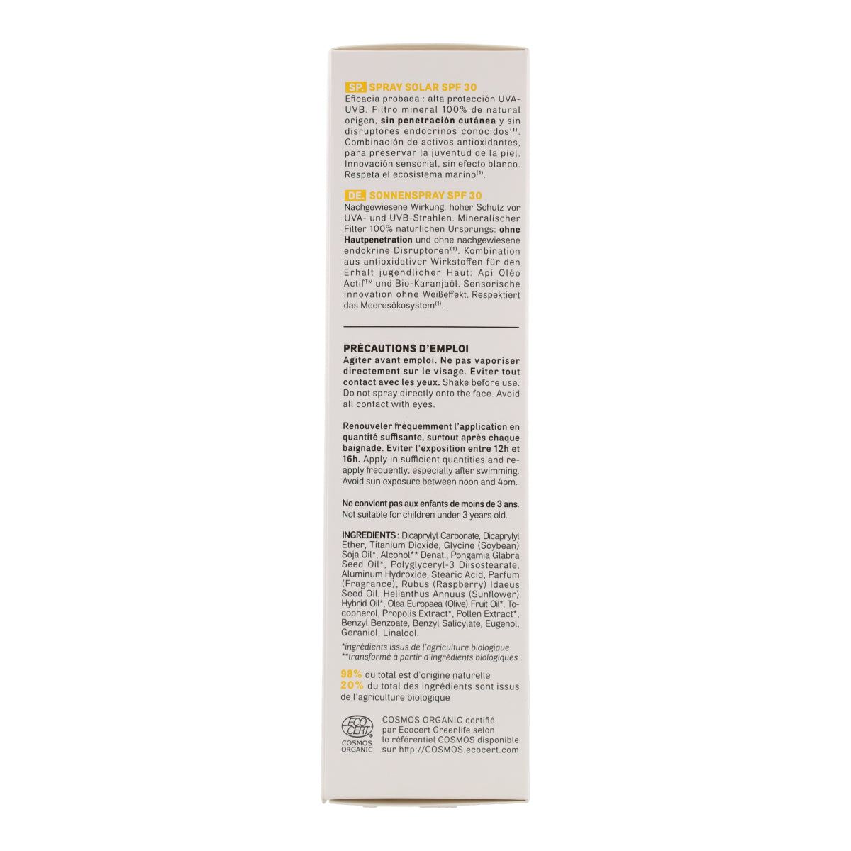 Zonnebrandspray SPF 30 Acorelle 100 ml