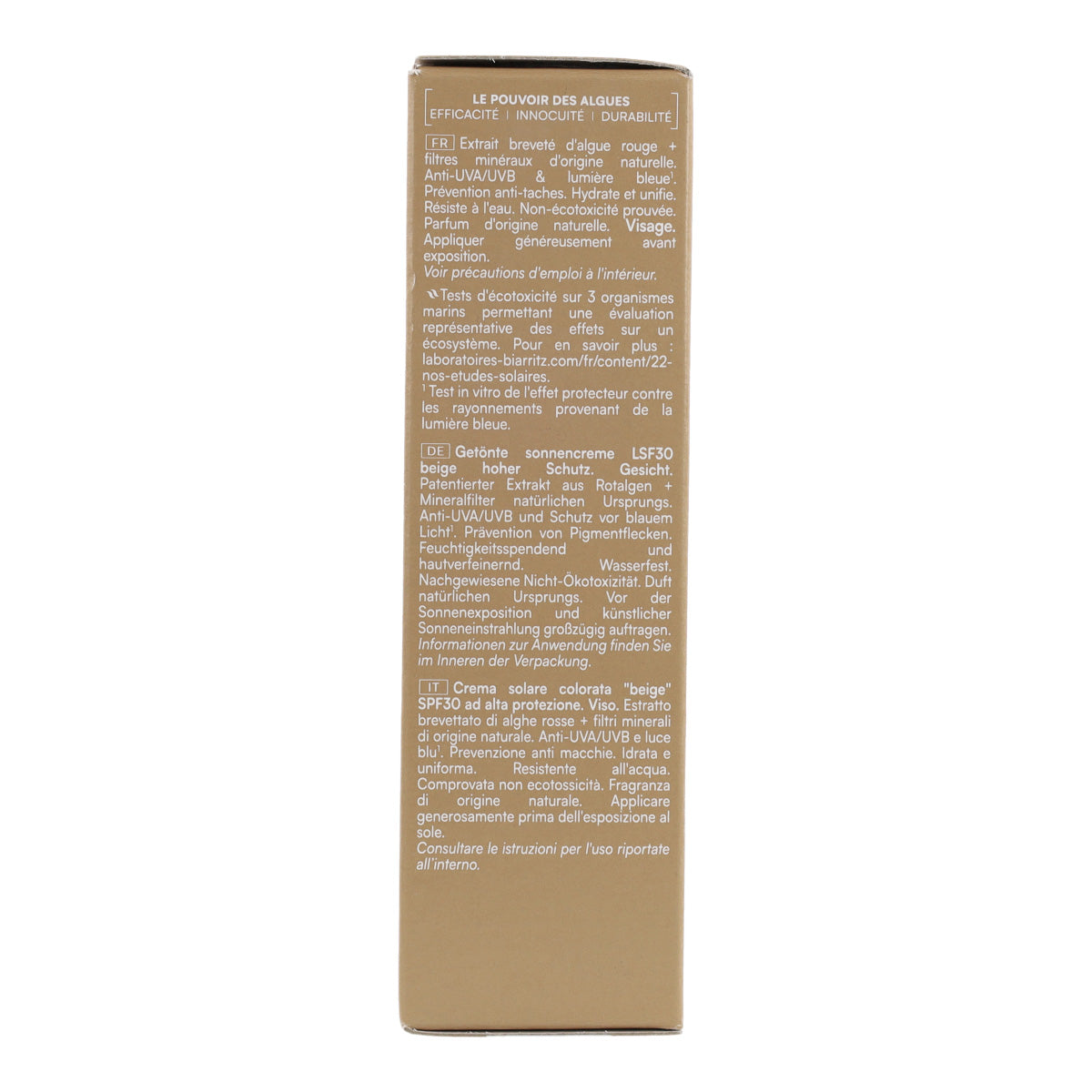 Zonnebrandcrème voor het gezicht, kleur beige, SPF30 Alga Maris 50 ml