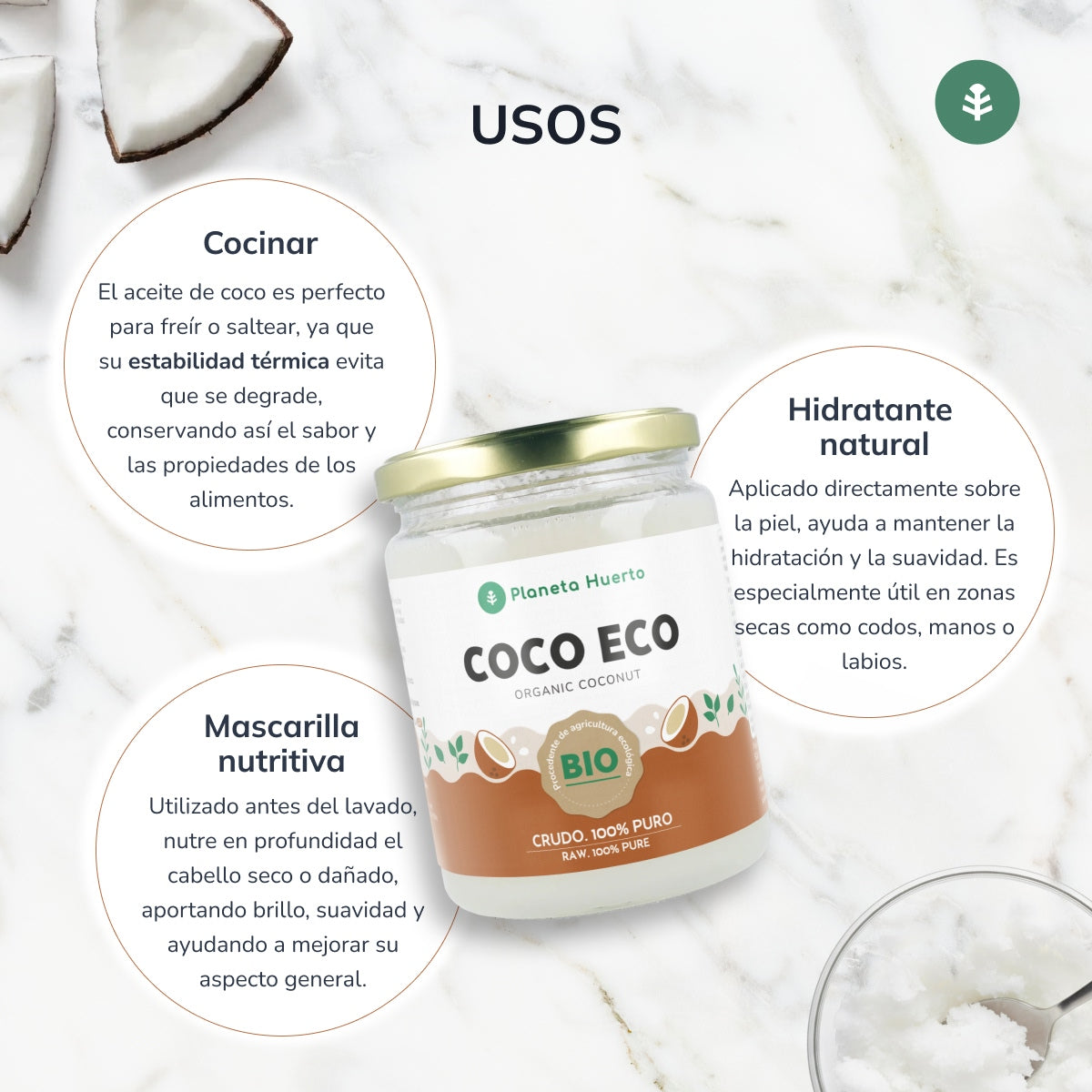 Virgin kokosolie ECO Planeta Huerto 500 ml