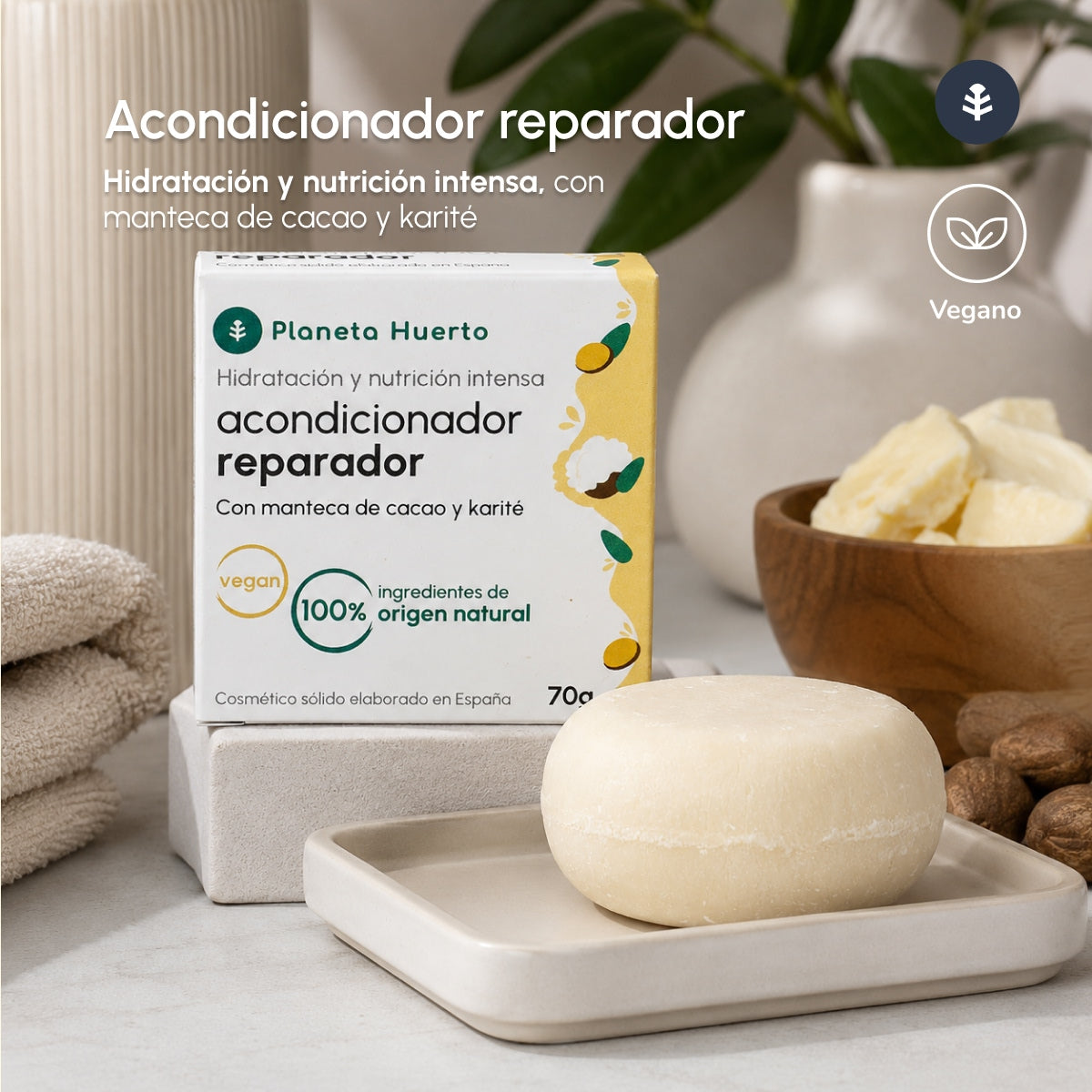 Herstellende vaste conditioner Planeta Huerto 85 g