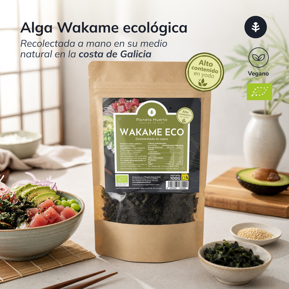 Wakame zeewiervlokken ECO Planeta Huerto 100 g