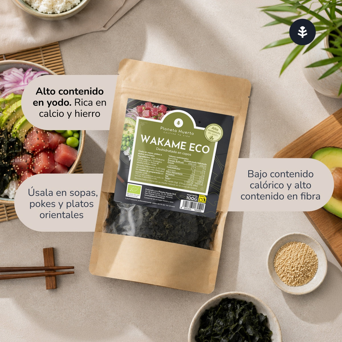 Wakame zeewiervlokken ECO Planeta Huerto 100 g