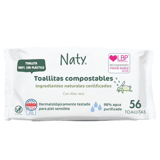 Doekjes met aloë vera Naty 56 stuks