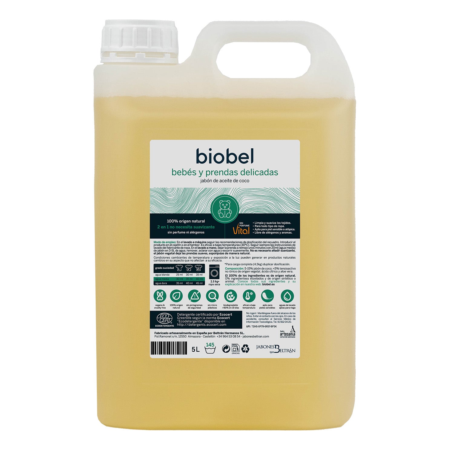 Wasmiddel voor babykleding en gevoelige huid Biobel 5 L