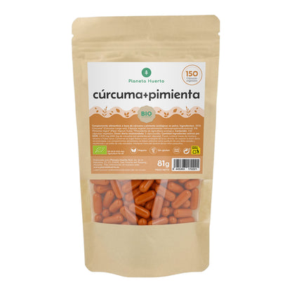Biologische Kurkuma + Biologische Peper Planeta Huerto 150 capsules