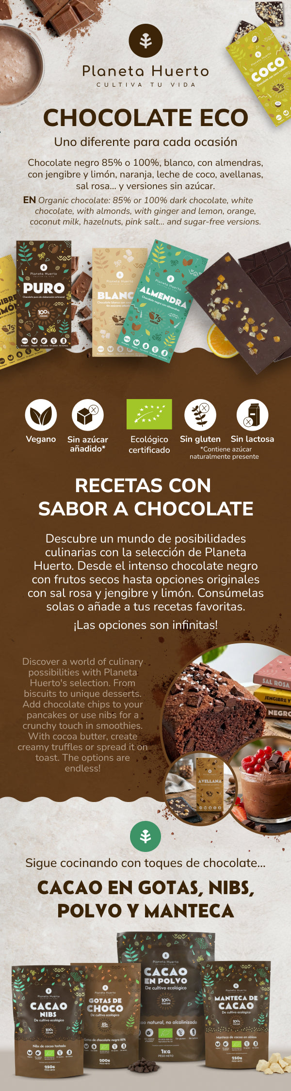 Pure chocoladereep 75% met hazelnoten ECO Planeta Huerto 70 g