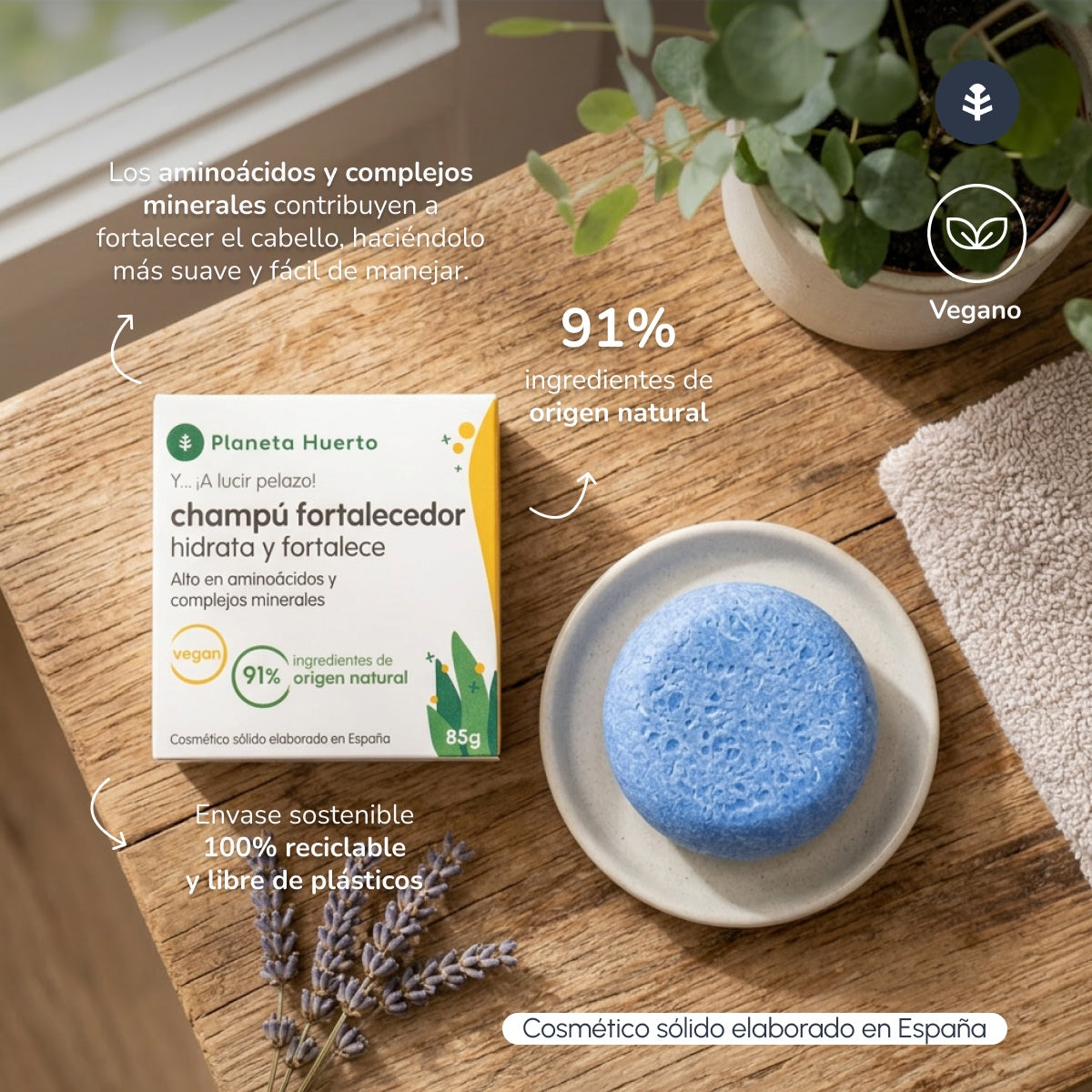 Vaste versterkende shampoo met aminozuren Planeta Huerto 85 g