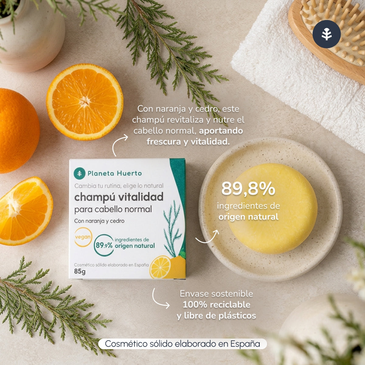 Planeta Huerto Sinaasappel en Ceder Shampoo voor normaal haar 85 g