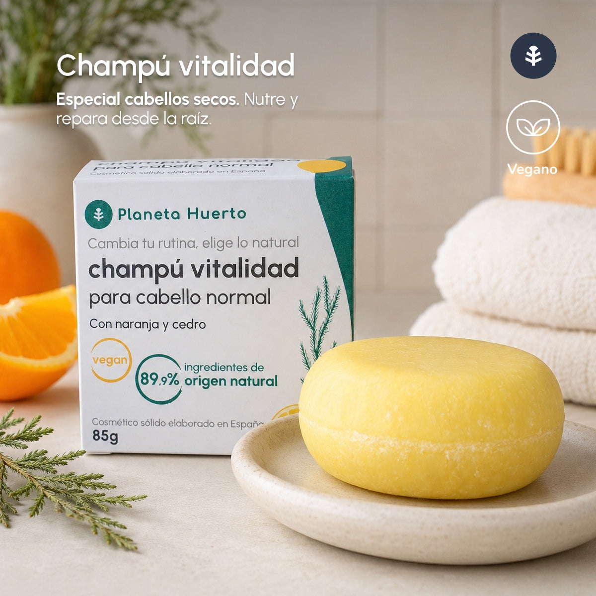 Planeta Huerto Sinaasappel en Ceder Shampoo voor normaal haar 85 g