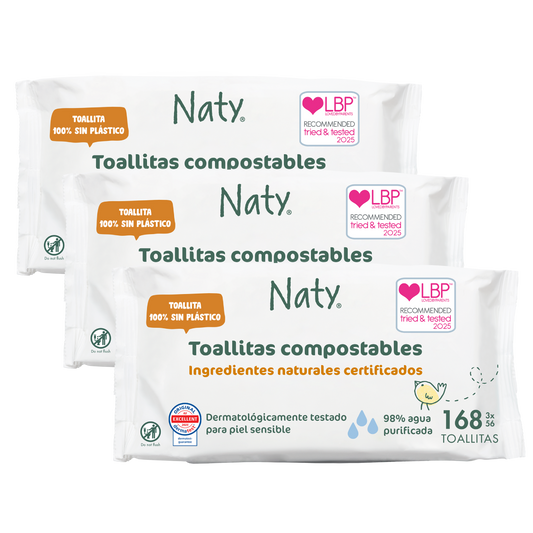 Pakket van 3 composteerbare doekjes Naty  3x56 stuks